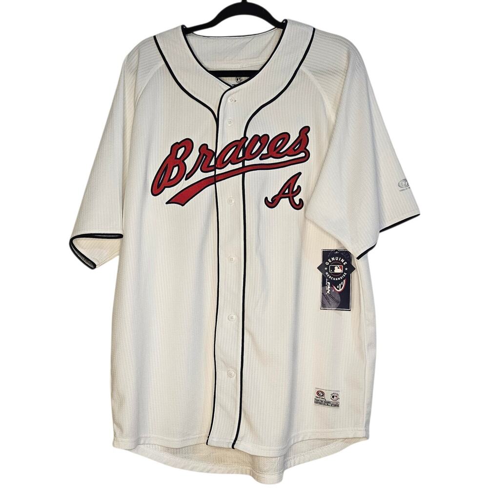 Braves Baseball MLB True Fans White Jersey size XL Mens NWT